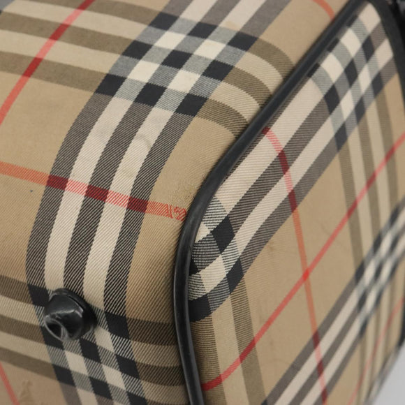 Burberrys Nova Check Boston Bag Canvas Beige Gold Auth 191064