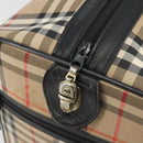 Burberrys Nova Check Boston Bag Canvas Beige Gold Auth 191064-11