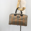 Burberrys Nova Check Boston Bag Canvas Beige Gold Auth 191064-19