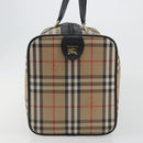 Burberrys Nova Check Boston Bag Canvas Beige Gold Auth 191064-3