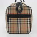 Burberrys Nova Check Boston Bag Canvas Beige Gold Auth 191064-4