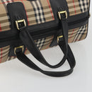 Burberrys Nova Check Boston Bag Canvas Beige Gold Auth 191064-7