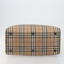 Burberrys Nova Check Boston Bag Canvas Beige Gold Auth 191064-5