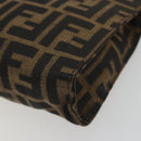 FENDI Zucca Canvas Pouch Black Brown Auth 191070-15