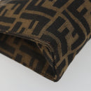 FENDI Zucca Canvas Pouch Black Brown Auth 191070-16