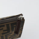 FENDI Zucca Canvas Pouch Black Brown Auth 191070-8