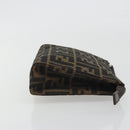 FENDI Zucca Canvas Pouch Black Brown Auth 191070-3