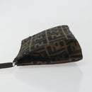 FENDI Zucca Canvas Pouch Black Brown Auth 191070-4