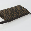 FENDI Zucca Canvas Pouch Black Brown Auth 191070-5