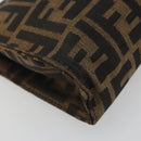 FENDI Zucca Canvas Pouch Black Brown Auth 191070-14