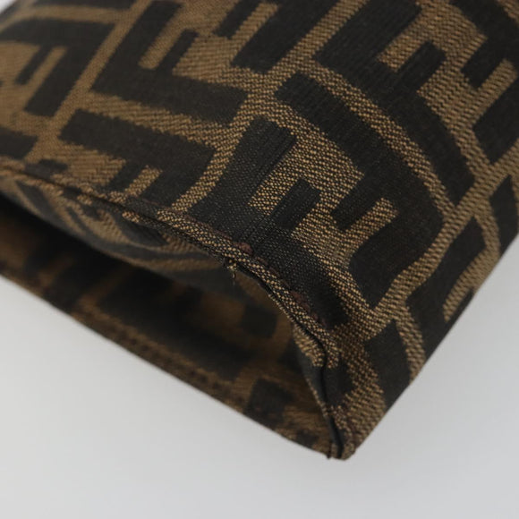 FENDI Zucca Canvas Pouch Black Brown Auth 191070