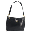 Christian Dior Shoulder Bag Calf Skin Black Gold Auth 191075-1