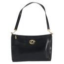 Christian Dior Shoulder Bag Calf Skin Black Gold Auth 191075-2