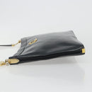 Christian Dior Shoulder Bag Calf Skin Black Gold Auth 191075-6