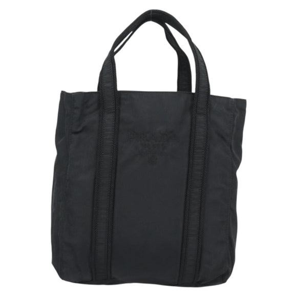 PRADA Hand Bag Nylon Black Gold Auth 191076