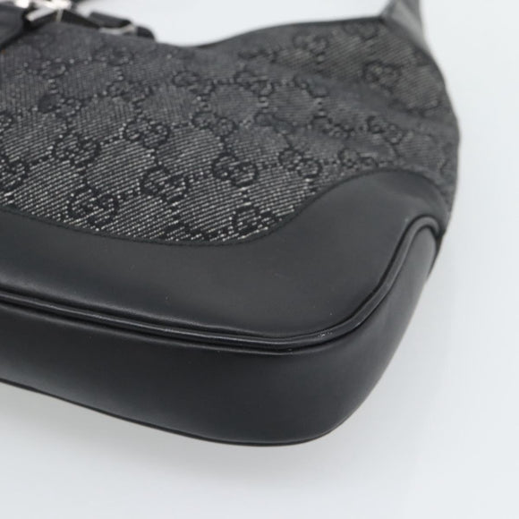 GUCCI GG Canvas Jackie Shoulder Bag Black Silver 00963 Auth 191078V