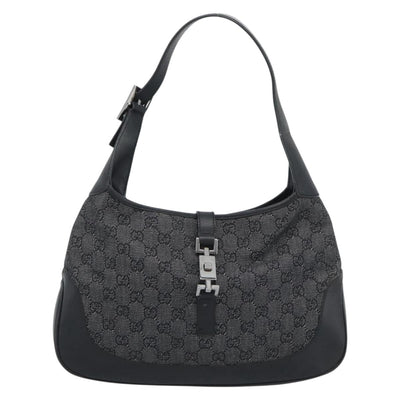 GUCCI GG Canvas Jackie Shoulder Bag Black Silver 00963 Auth 191078V - 0