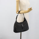 GUCCI GG Canvas Jackie Shoulder Bag Black Silver 00963 Auth 191078V-21