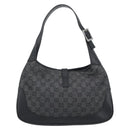 GUCCI GG Canvas Jackie Shoulder Bag Black Silver 00963 Auth 191078V-3
