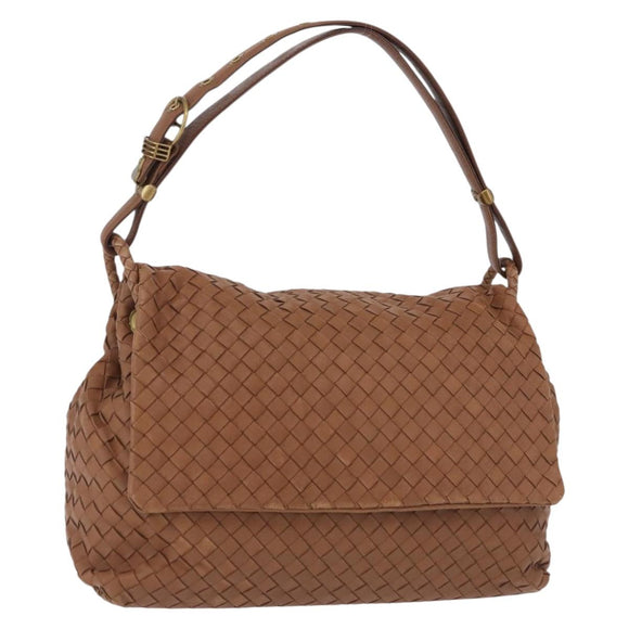 BOTTEGA VENETA INTRECCIATO Hand Bag Leather Brown Gold Auth 191079V