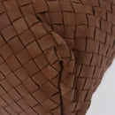 BOTTEGA VENETA INTRECCIATO Hand Bag Leather Brown Gold Auth 191079V-14