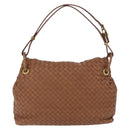 BOTTEGA VENETA INTRECCIATO Hand Bag Leather Brown Gold Auth 191079V-4