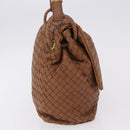 BOTTEGA VENETA INTRECCIATO Hand Bag Leather Brown Gold Auth 191079V-6