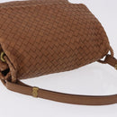 BOTTEGA VENETA INTRECCIATO Hand Bag Leather Brown Gold Auth 191079V-7