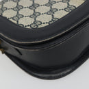 GUCCI GG Supreme Sherry Line Shoulder Bag PVC Navy Gold Auth 191082-15