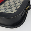 GUCCI GG Supreme Sherry Line Shoulder Bag PVC Navy Gold Auth 191082-16