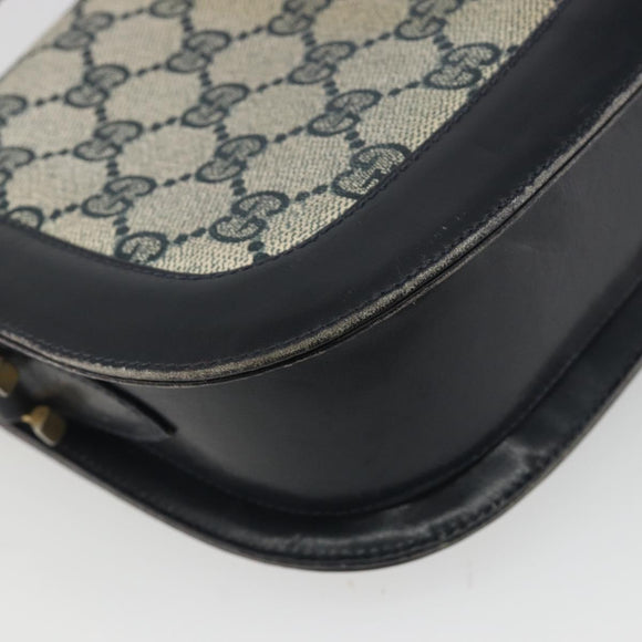 GUCCI GG Supreme Sherry Line Shoulder Bag PVC Navy Gold Auth 191082