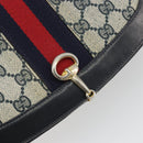 GUCCI GG Supreme Sherry Line Shoulder Bag PVC Navy Gold Auth 191082-18
