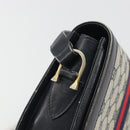 GUCCI GG Supreme Sherry Line Shoulder Bag PVC Navy Gold Auth 191082-10