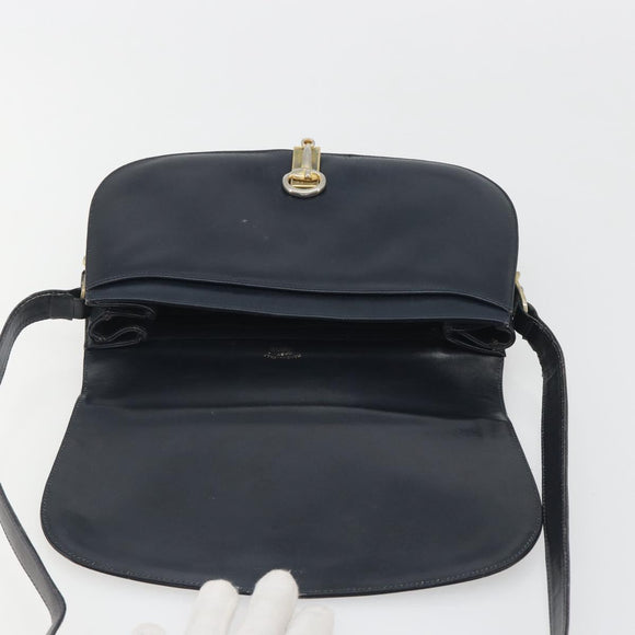 GUCCI GG Supreme Sherry Line Shoulder Bag PVC Navy Gold Auth 191082