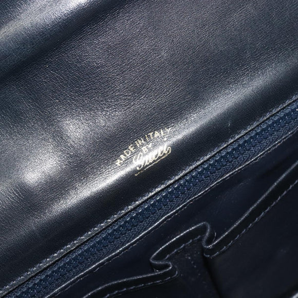 GUCCI GG Supreme Sherry Line Shoulder Bag PVC Navy Gold Auth 191082