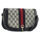 GUCCI GG Supreme Sherry Line Shoulder Bag PVC Navy Gold Auth 191082-1