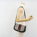 GUCCI GG Supreme Sherry Line Shoulder Bag PVC Navy Gold Auth 191082-25