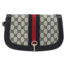GUCCI GG Supreme Sherry Line Shoulder Bag PVC Navy Gold Auth 191082-13