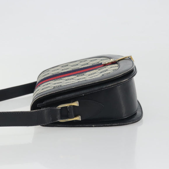 GUCCI GG Supreme Sherry Line Shoulder Bag PVC Navy Gold Auth 191082