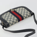 GUCCI GG Supreme Sherry Line Shoulder Bag PVC Navy Gold Auth 191082-6