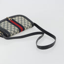GUCCI GG Supreme Sherry Line Shoulder Bag PVC Navy Gold Auth 191082-7
