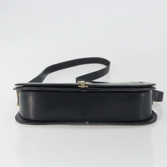 GUCCI GG Supreme Sherry Line Shoulder Bag PVC Navy Gold Auth 191082