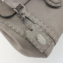 FENDI Selleria Mini Linda Hand Bag Leather Silver Auth 191083A-17