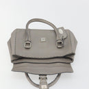 FENDI Selleria Mini Linda Hand Bag Leather Silver Auth 191083A-18