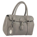 FENDI Selleria Mini Linda Hand Bag Leather Silver Auth 191083A-1