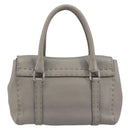 FENDI Selleria Mini Linda Hand Bag Leather Silver Auth 191083A-2