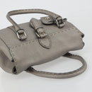 FENDI Selleria Mini Linda Hand Bag Leather Silver Auth 191083A-6