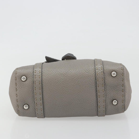 FENDI Selleria Mini Linda Hand Bag Leather Silver Auth 191083A