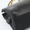 PRADA Chain Shoulder Bag Leather Black Gold Auth 191084A-14
