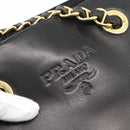 PRADA Chain Shoulder Bag Leather Black Gold Auth 191084A-17
